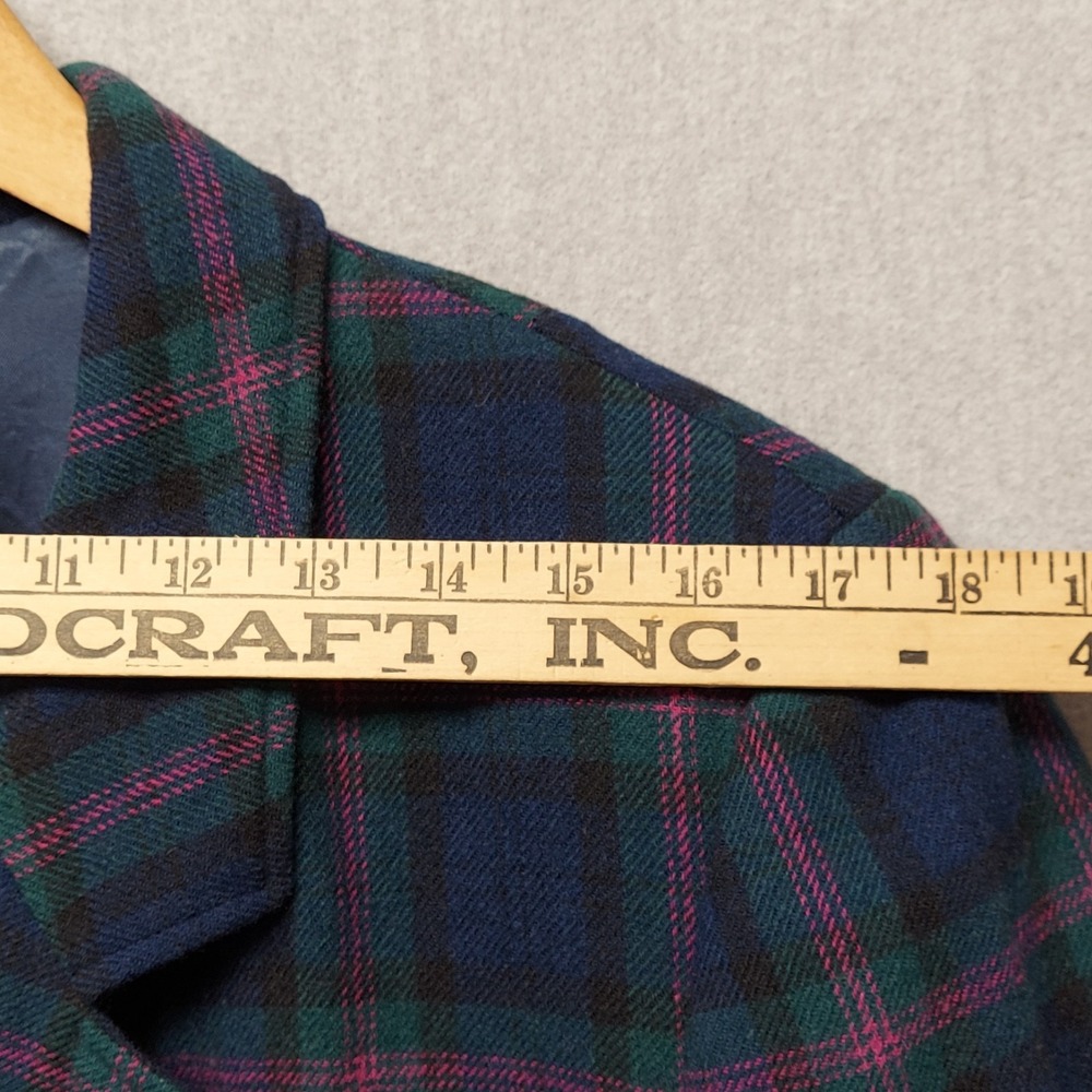 Vintage Pendleton Wool Blazer Womens M Plaid Tartan Preppy Dark Academia USA - Picture 12 of 16
